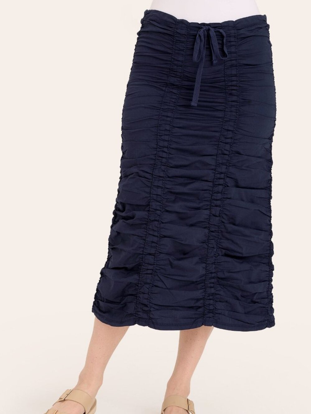 XCVI Wearables Double Shirred Panel Skirt Navy XS NWT